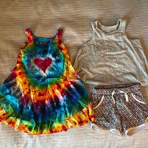2T tie-dye Dress by masterpieces.com, t-shirt “ stay wild stay you“ & shorts